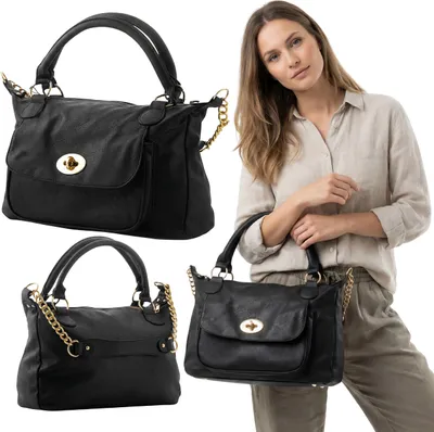 Produktbild von Elegante schwarze Damen-Shopper-Tasche mit Kette – geräumig und stilvoll Einheitsgröße