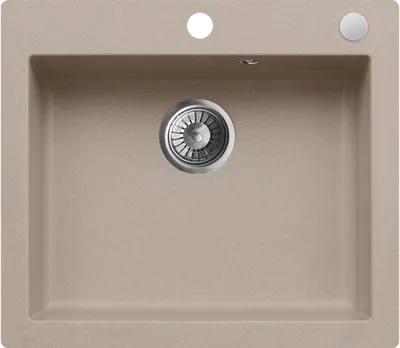 Produktbild von Granitspüle - Spülbecken - Küchenspüle - 57 x 50 cm - Beige - Einbauspüle - Halbmatte Oberfläche - Platzsparend und Elegant, mit Siphon, Mojito 60