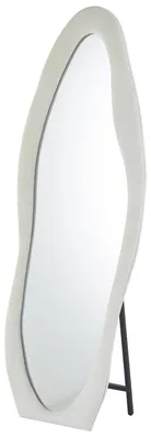 Image de MENZZO Miroir en pied décoratif design ondulé Pierrot 70x170cm Velours Crème