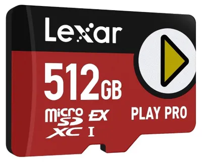Produktbild von Lexar PLAY PRO microSDXC Express, 512 GB, MicroSDXC, V30, Schwarz, Rot
