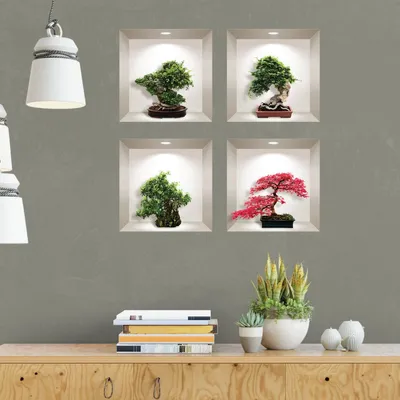 Obrázek produktu pro 3D samolepka s motivem bonsají a barevných javorů, 60 x 60 cm