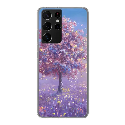 Produktbild von MuchoWow® Handyhülle Schutzhülle Hülle für Samsung Galaxy S21 Ultra Baum - Sommer - Rosa Silikon Softcase Handy Hülle - Mobiltelefon