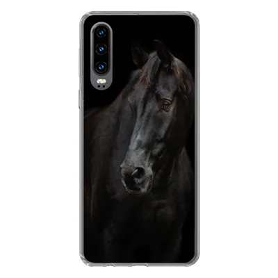 Produktbild von MuchoWow® Handyhülle Schutzhülle Hülle für Huawei P30 Pferd - Leicht - Schwarz Silikon Softcase Handy Hülle - Kartenbesitzer