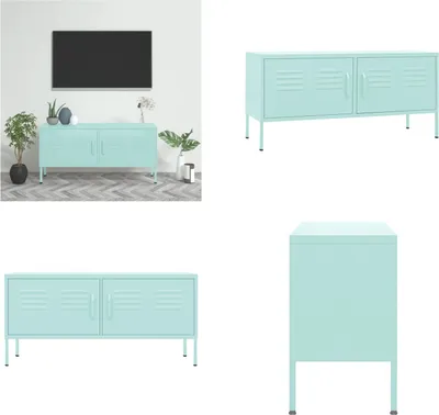 Image de vidaXL Armoire TV vert menthe 105x35x50 cm Acier - Armoire TV - Armoires TV - Armoire Hi-Fi - Armoires Hi-Fi