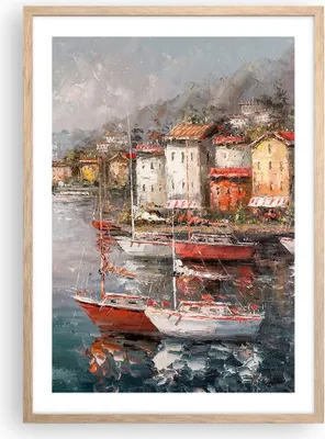 Produktbild von Gerahmtes Poster - Rahmen in heller Eiche - Meer Hafen Segel - 50x70 cm - Wand Bild - Wanddeko - Wandbilder - Kunstposter - Wandposter - Bilderrahmen - Bilder - Kunstdruck - P2NPA50x70-5136