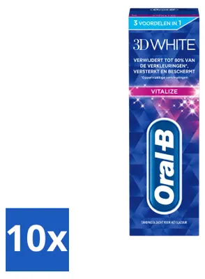 Produktbild von 10 x Oral-B 3D White Vitalize Whitening Tandpasta - 75 ml - Vorteilspackung - 10 Stücke