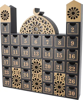 Obrázek produktu pro Ramadánový dřevěný kalendář s LED světlem Odpočítávání do zásuvky Eid Adventní kalendář pro oslavu ramadánu JM01508