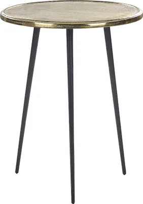 Produktbild von BELIANI Beistelltisch Gold Aluminium und Eisen Rund 43 cm mit Schwarzen Beinen Retro Anitk Optik Dreibeinig Wohnzimmer Ausstattung Möbel Blumenständer