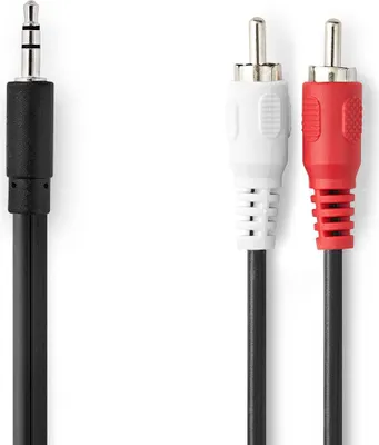 Obrázok produktu pre Nedis CAGB22200BK15, 3.5mm, 2 x RCA, Oceľ pokrytá meďou, 1,5 m, Čierna