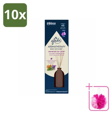 Imagen del producto de 10 difusores de aroma Glade Aromaterapia, colección "Momento de Zen" - Lavanda y sándalo - 80 ml - Paquete económico - 10 unidades
