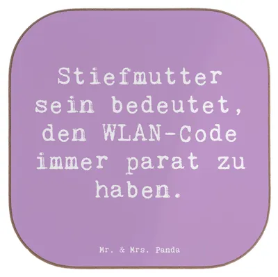 Produktbild von Mr. & Mrs. Panda Untersetzer für Gläser Spruch Stiefmutter Heldin - Lavendeltraum - Geschenk, Liebe, Familienmitglieder, unterleger, Getränkeuntersetzer, Weihnachten