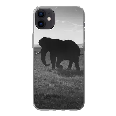 Produktbild von MuchoWow® Handyhülle Schutzhülle Hülle für iPhone 12 mini Elefant - Einfarbig - Tiere - Schwarz und weiß Silikon Softcase Handy Hülle - Bild