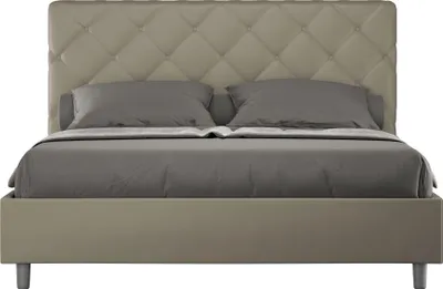 Produktbild von ITYHOME - Gepolstertes Bett mit Lattenrost 140x200 mit Kunstlederbezug Cappuccino Priya
