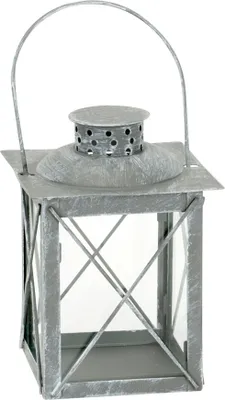 Produktbild von Kleine Laterne WINSTON grau weiß gewischt Metalllaterne H16cm zum Hängen