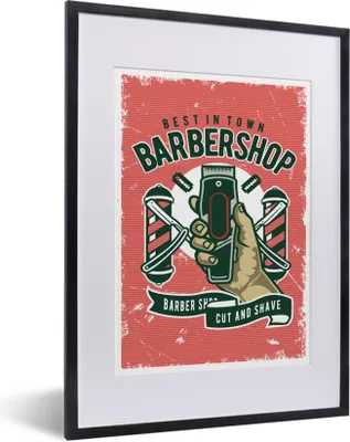 Produktbild von MuchoWow® MuchoWow® Gerahmtes Poster Mancave - Rasierer - Retro - Hand 30x40 cm - Poster mit zchwarzem Bilderrahmen - Wandposter Schlafzimmer