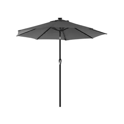 Image de Parasol Rootz avec éclairage solaire à LED - Parasol - Parasol de jardin - Protection UPF 50+ - Ø 2,7 m - Gris
