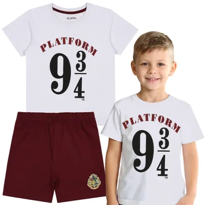 Obrázek produktu pro Harry Potter Platform 9 3/4 BAVLNĚNÉ pyžamo NA LÉTO, Pyžamo pro chlapce s krátkým rukávem, 100% BAVLNA 134