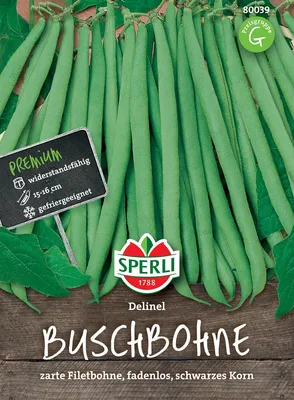 Produktbild von Buschbohne ''Delinel'' zarte Filetbohne, fadenlos, schwarzes Korn