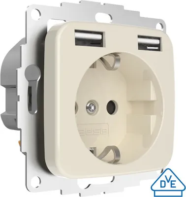 Produktbild von 2USB inCharge PRO SI mit 2 x USB/A, 2400 mA Cremeweiss, VDE, KEMA