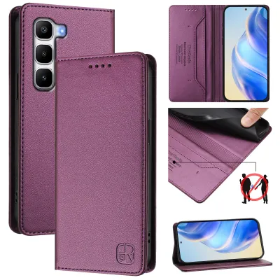 Produktbild von Lederhülle für Infinix Hot 60 Pro+ Hülle Flip Brieftasche Kartenfächern Ständer Schutzhülle Lila