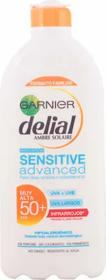 Produktbild von Garnier Sensitive Advanced, Sonnenmilch, Körper, 400 ml, Flasche, Erwachsene, AQUA / WATER - HOMOSALATE - ISOPROPYL PALMITATE - ETHYLHEXYL SALICYLATE - BUTYL...