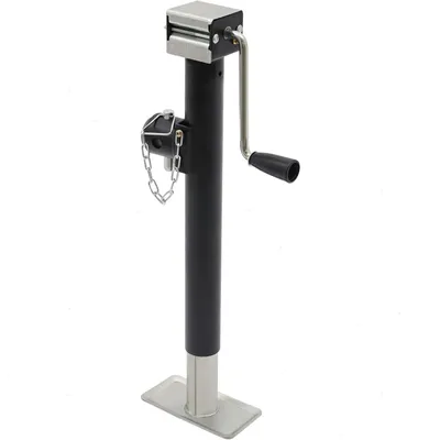 Zdjęcie produktu dla Podpory do przyczep z korbą - Regulowana wysokość - Nośność 2268 kg - Do przyczep, kamperów, łodzi, koparek - Wytrzymała konstrukcja stalowa - Czarny kolor
