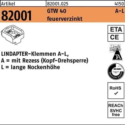 Produktbild von Klemmen R 82001 GTW 40 LM 16 / 11,0 feuerverzinkt