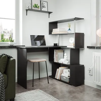 Image de Mondeer bureau, bureau d'angle, bureau informatique pivotant, noir