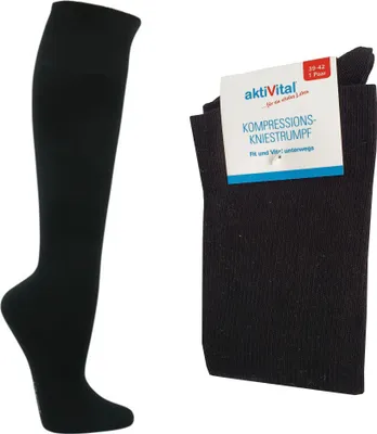 Produktbild von Aktivital 12 Paar Kompression Kniestrümpfe in Schwarz 39 - 42 - Sanitätshausware