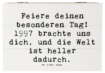 Produktbild von Mr. & Mrs. Panda Box Spruch 1997 Geburtstag 22 x 15 cm - Weiß - Geschenk, Holzkiste, besondere Momente, Geburtstagsfreude, Welt ist heller, Holzbox mit Deckel, fotobox