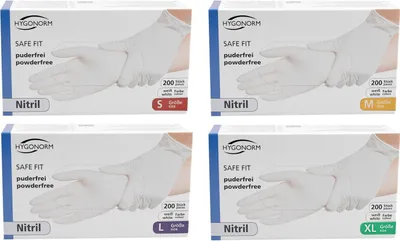 Image de Hygonorm 26110 Nitrilhandschuhe Safe Fit weiß Gr. 9/L puderfrei Spenderbox 200 Stk.