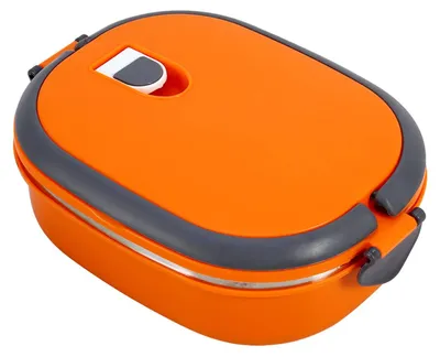 Lunchbox aus Edelstahl, 800 ml, mit Griff, orange