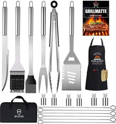 Productafbeelding van Famanu grillaccessoires, hoogwaardig roestvrij staal met draagtas - 20-delig