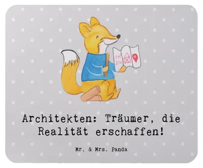 Produktbild von Mr. & Mrs. Panda Mousepad Architekt Träumer - Grau Pastell - Geschenk, pc, Architektur Visionäre, Präzision, Beruf, Design, handgefertigte Geschenke, kreative, Mauspad