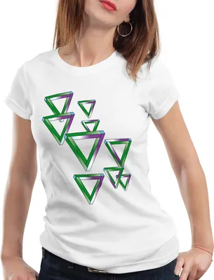 Produktbild von style3 Triangles Damen T-Shirt, Farbe:Weiß, Größe:XL