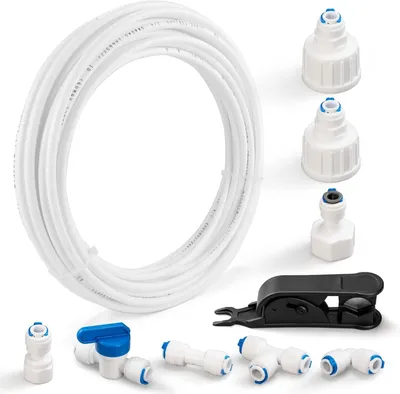 Produktbild von Kühlschrankschlauch, 15m Wasserzulaufleitung, Universal Anschluss-Set für Kühlschrank nebeneinander, Wasserschlauch Schlauchverbinder(1/4")