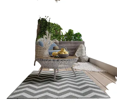 Obrázek produktu pro Venkovní koberec, 121 x 182 cm, 100 % polypropylen, oboustranný, stálobarevný a odolný proti slunečnímu záření, snadno se čistí