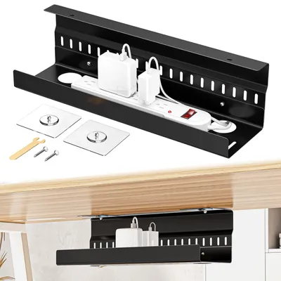 Kabelmanagement Schreibtisch, Kabelhalter für Homeoffice, schwarz