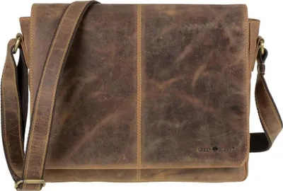 Produktbild von Greenburry Vintage A4 Umhängetasche Messenger Leder antik braun Tabletfach 1631-25