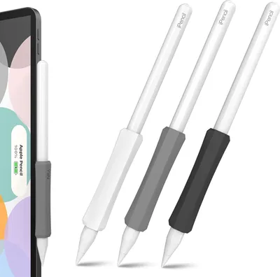Produktbild von 3 Stück Silikon Griff für Apple Pencil 2. Generation, Apple Pencil Pro& USB-C Schutzhülle Zubehör Ergonomisches Design Ärmel Halter【Magnetisches Aufladen & Double Tap】