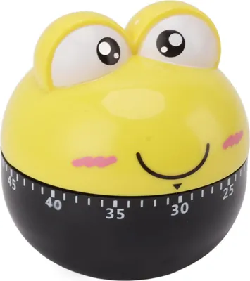 Imagen del producto de Temporizador mecánico de alta precisión y ajustable de 60 minutos, ideal para la cocina, el estudio u otros usos. Diseño de dibujos animados. Color: amarillo