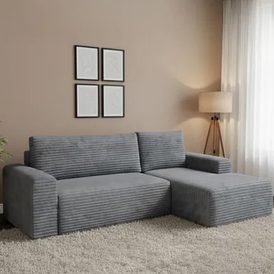 Immagine prodotto di Folgarida - Divano Letto con Penisola, 268x163 cm Grigio, Contenitore