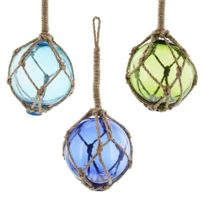 Image de Boules de verre décoratives maritimes, lot de 3