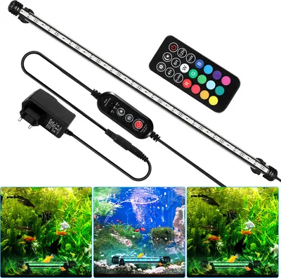 Produktbild von TolleTour 63cm LED Aquarium Lampe Tank Leuchtet Unterwasser Beleuchtung Dimmbar 3 Lichtmodi mit Timer,mit Fernbedienungen,IP67