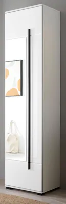 Produktbild von Schuhschrank mit Spiegel "Design-D" in weiß Hochglanz 50 x 200 cm