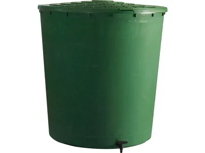 Image de Récupérateur à eau rond 500L vert - couvercle clipsé et robinet