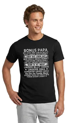 Produktbild von Spreadshirt Bonus Papa Geschenk Stiefvater Vatertag Vatertagsgeschenk Männer T-Shirt, XXL, Schwarz