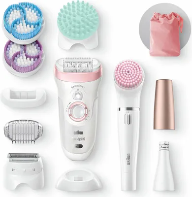 Produktbild von Braun Silk-épil 9 81683683, Weiß, Pink, 40 Pinzette, Exfoliation, LED, 1 SensoFoil, Akku