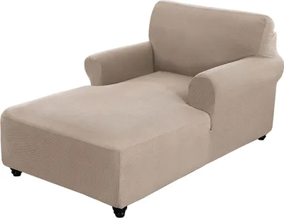 Obrázek produktu pro Chaise Longue Cover Stretch Chaise Longue Slipcover pro obývací pokoj Chaise Longue s dvojitým ramenem Chaise Longue Cover, Khaki