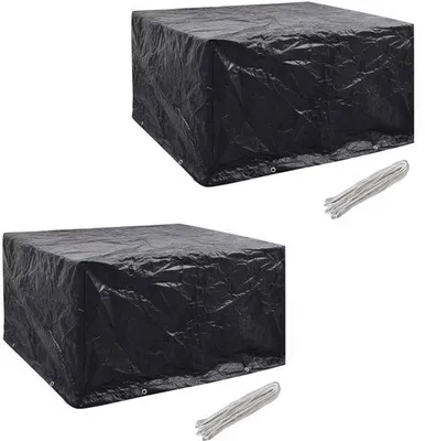 Imagen del producto de Juego de 2 fundas para muebles de jardín - 172 x 113 x 73 cm - Color - Resistente a la intemperie y a los rayos UV - Cubierta protectora para muebles de jardín de 6 plazas - Incluye cordones de sujeción